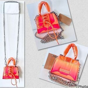 NWT Steve Gorgeous Madden BDORRA Orange Pink Silver hardware Crossbody mini bag